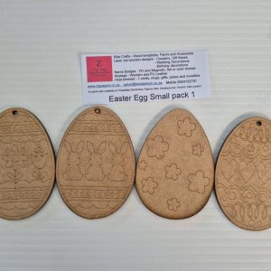 Wooden Easter Egg Craft Pack – Small (Set of 4) 🐣🎨 Get ready to add a burst of creativity to your Easter celebrations with this charming Small Wooden Easter Egg Craft Pack! Each pack includes 4 mini MDF eggs, beautifully etched with playful designs – from flowers and hearts to bunnies and more! Perfect for kids’ crafting, Easter tree ornaments, or festive decorations, each egg comes with a small hole for easy hanging. Whether you're painting, colouring with felt-tip pens, or adding glittery details, these eggs are a blank canvas for big imagination! 🌸 Set of 4 mini eggs, each with a unique engraved design 🎨 Ideal for painting, markers, stickers, or glitter 🧵 Pre-drilled holes – ready to hang or thread for garlands 🐰 Great for Easter crafts, ornaments, or gifts Fun, festive, and full of DIY potential – these little eggs make Easter extra special!