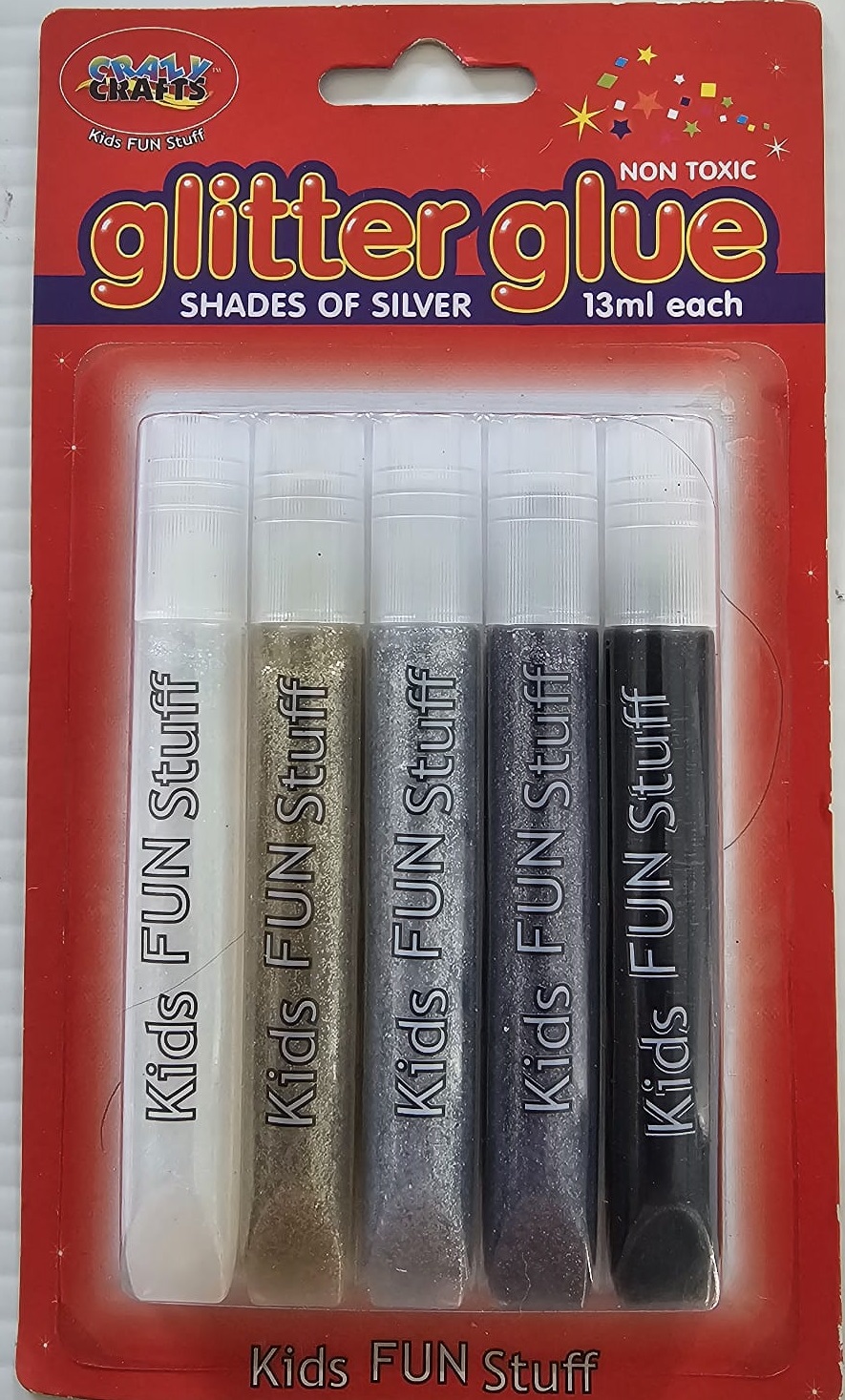 Crazy Crafts Glitter Glue – Shades of Silver (5 x 13ml)